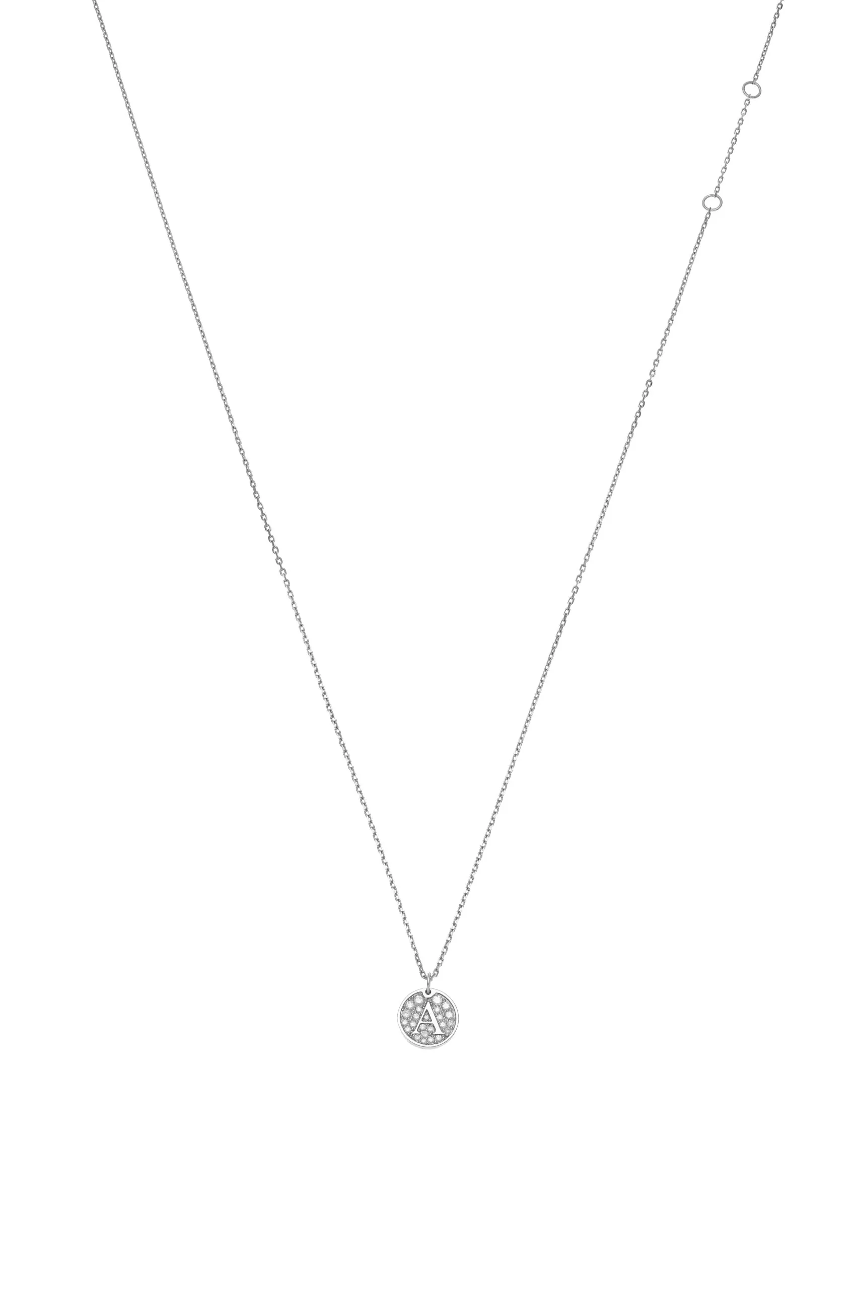 Necklaces Necklace with initial, diamonds, white gold with fast delivery from Guzema