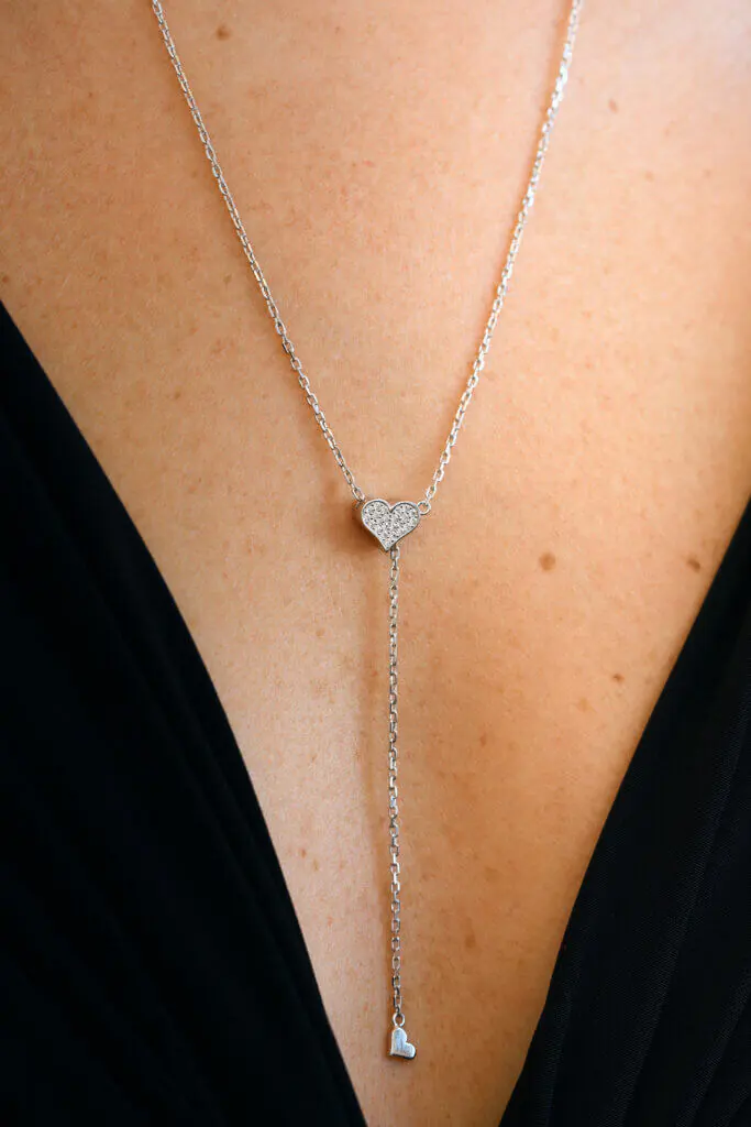 Custom Necklaces Heart Transformer Necklace, diamonds, white gold for a luxurious style