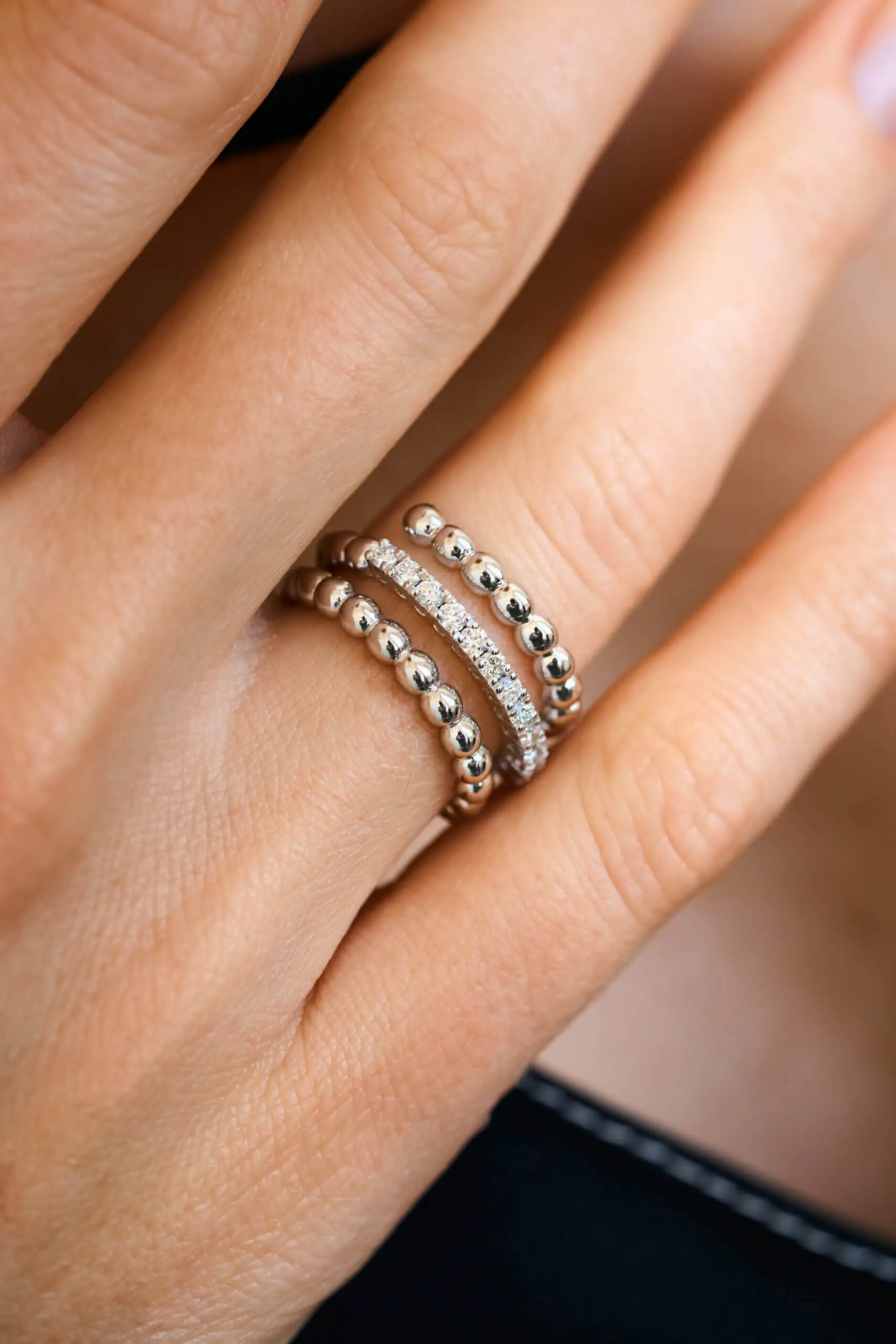 Rings Spiral Ring, diamonds, white gold with luxury craftsmanship from Guzema