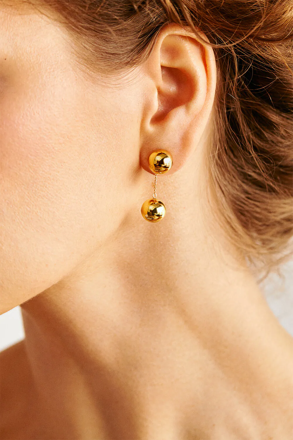 Earrings Duo Orb Earrings, yellow gold for stylish and elegant looks