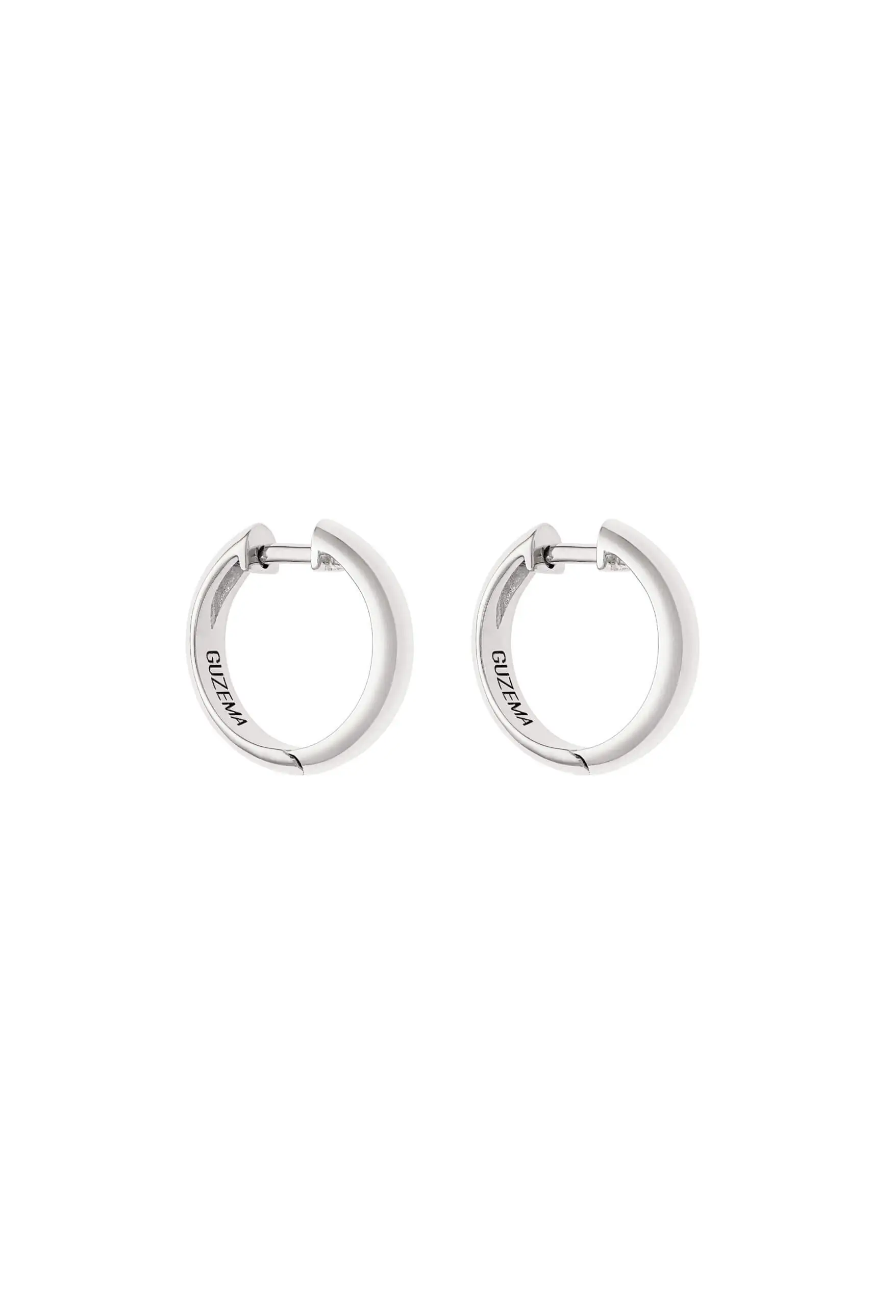 Earrings Bold Hug Hoops, white gold with timeless design by Guzema