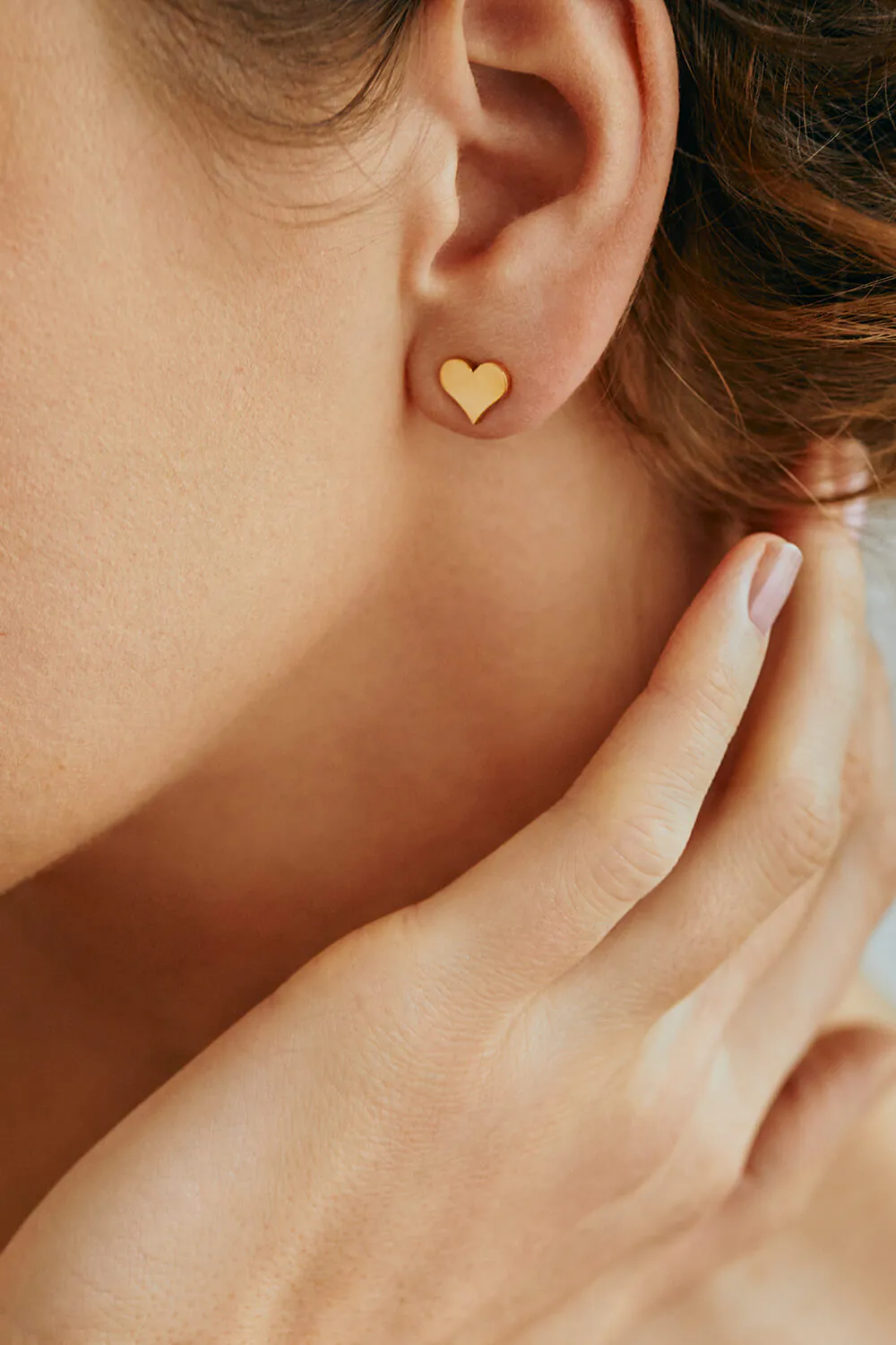 Earrings Flat Heart Earrings, yellow gold for a unique and sophisticated look