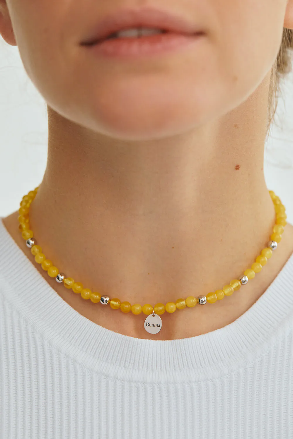 Exclusive Necklaces Freedom Amber Necklace, white gold from Guzema