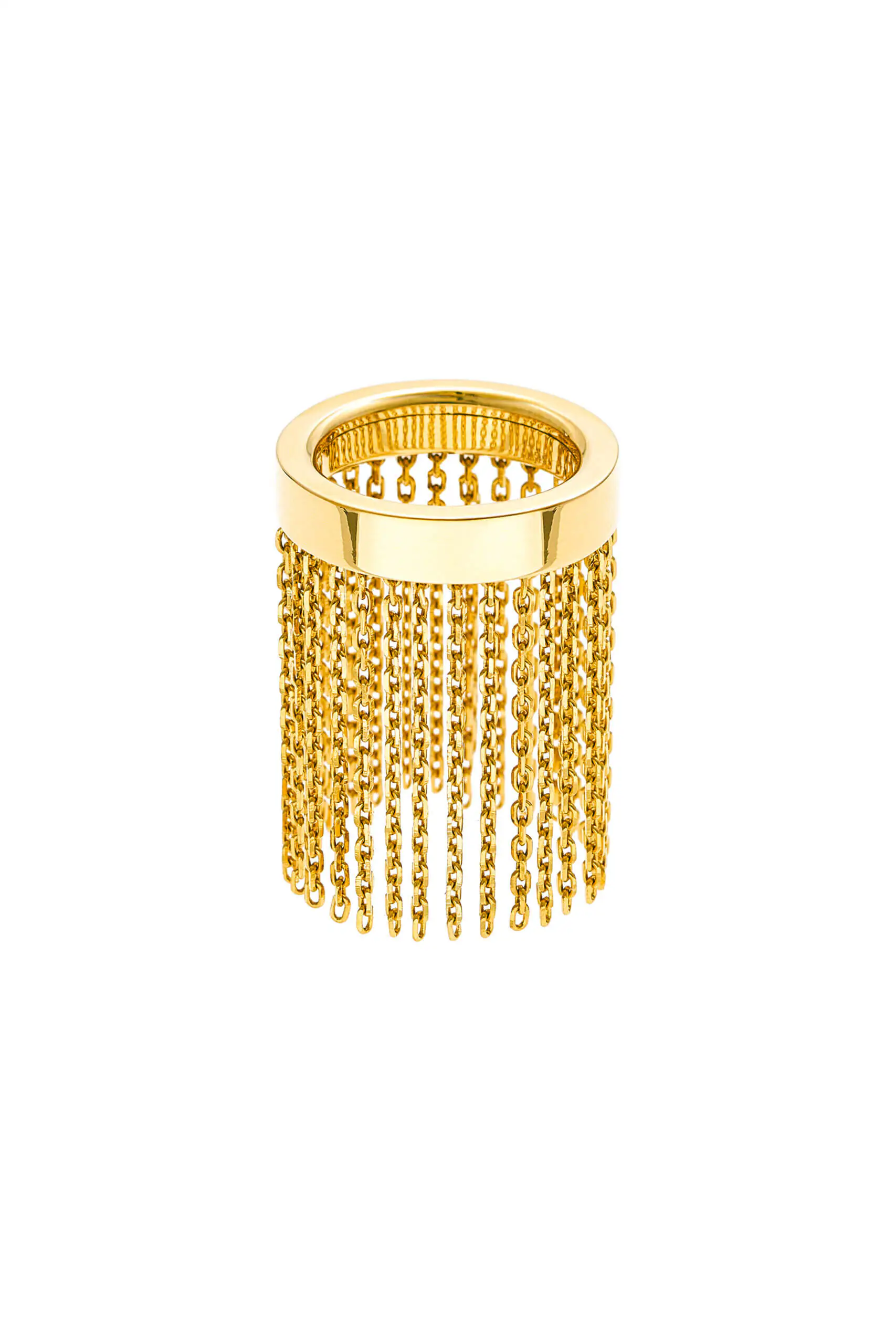 Rings Short Chainfall Ring, yellow gold with luxury craftsmanship from Guzema