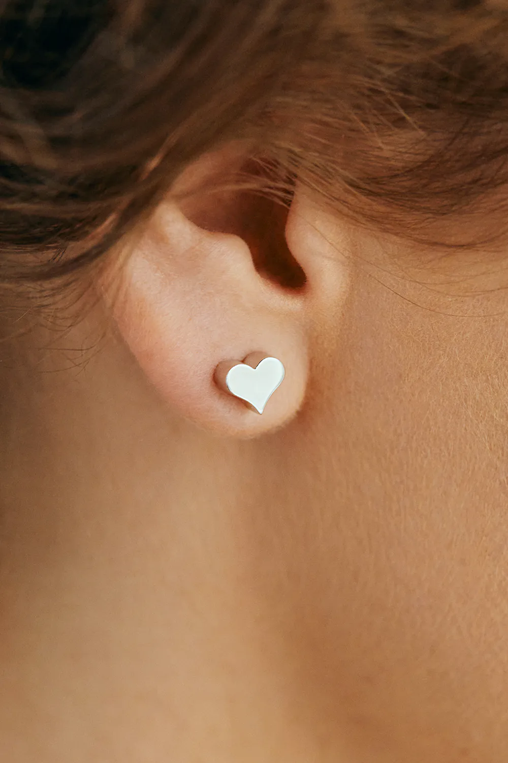 Earrings Puffed Heart Earrings, white gold for stylish and elegant looks