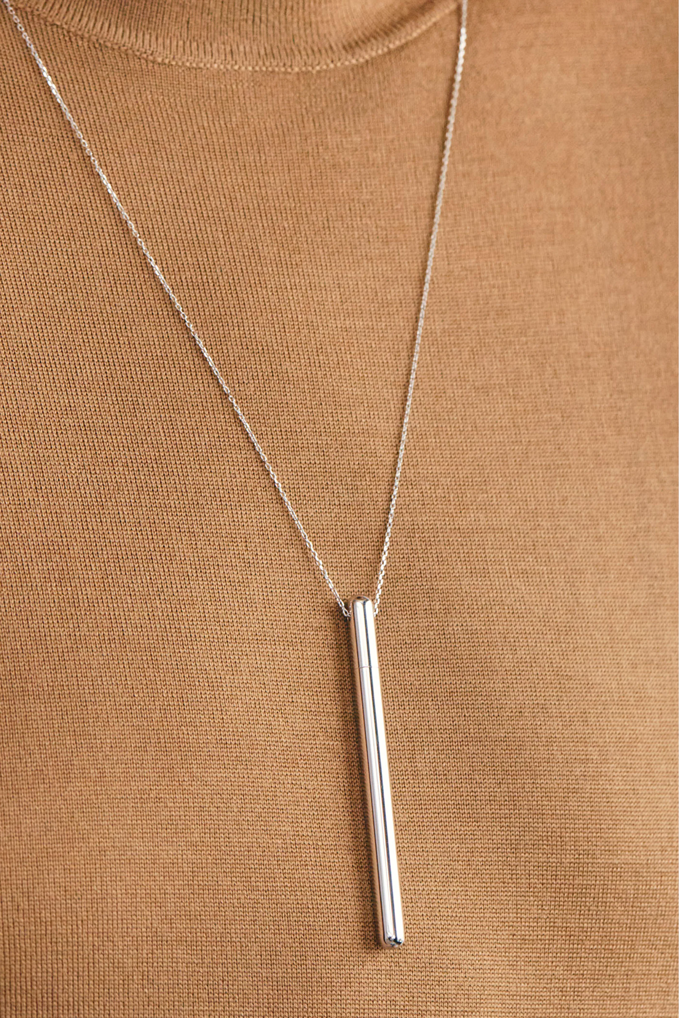 Custom Necklaces Bold Capsule Necklace, white gold for a luxurious style