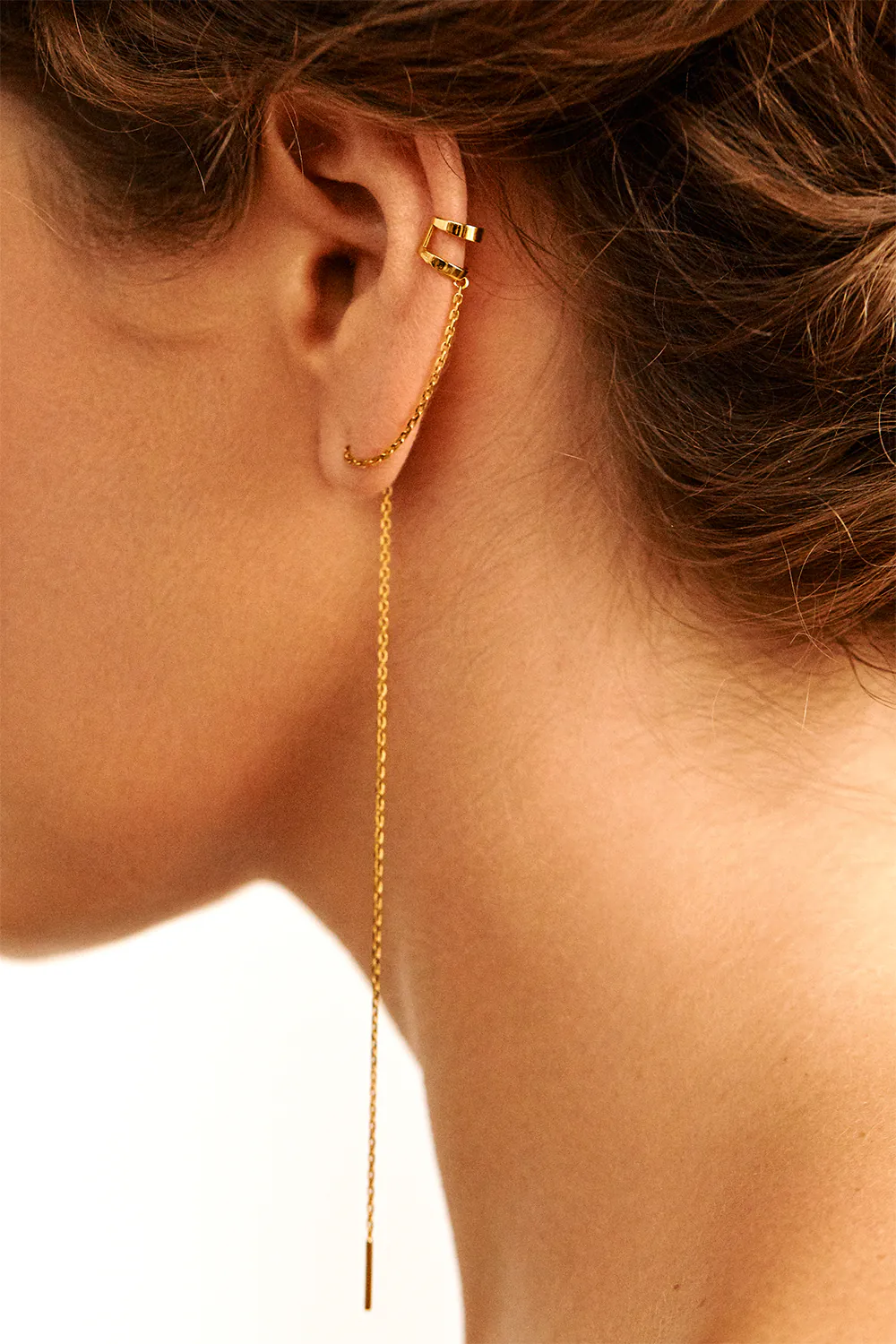 Luxury Chain Cuff Earring, claspless, yellow gold by Guzema