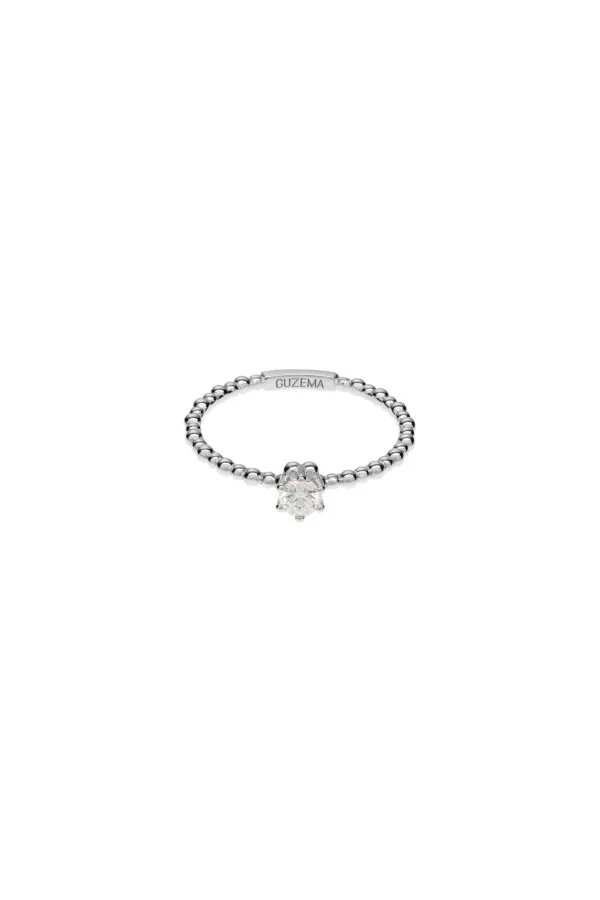 Rings Solo Diamond Beaded Ring, white gold with luxury craftsmanship from Guzema