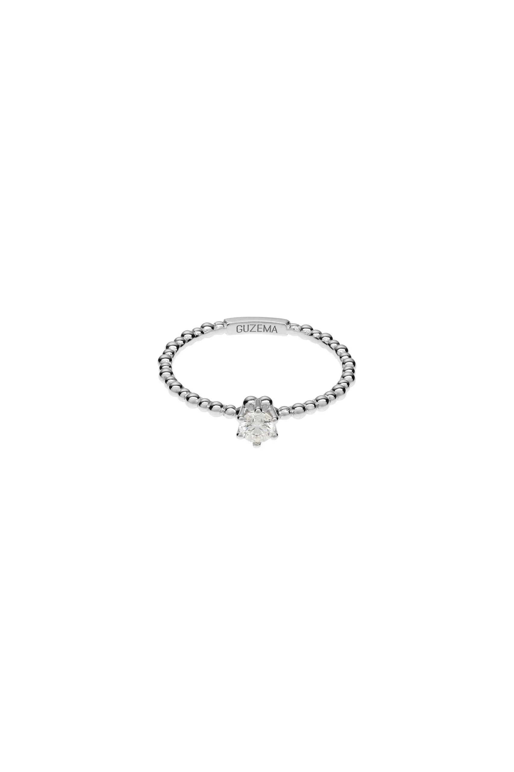 Solo Diamond Beaded Ring, white gold