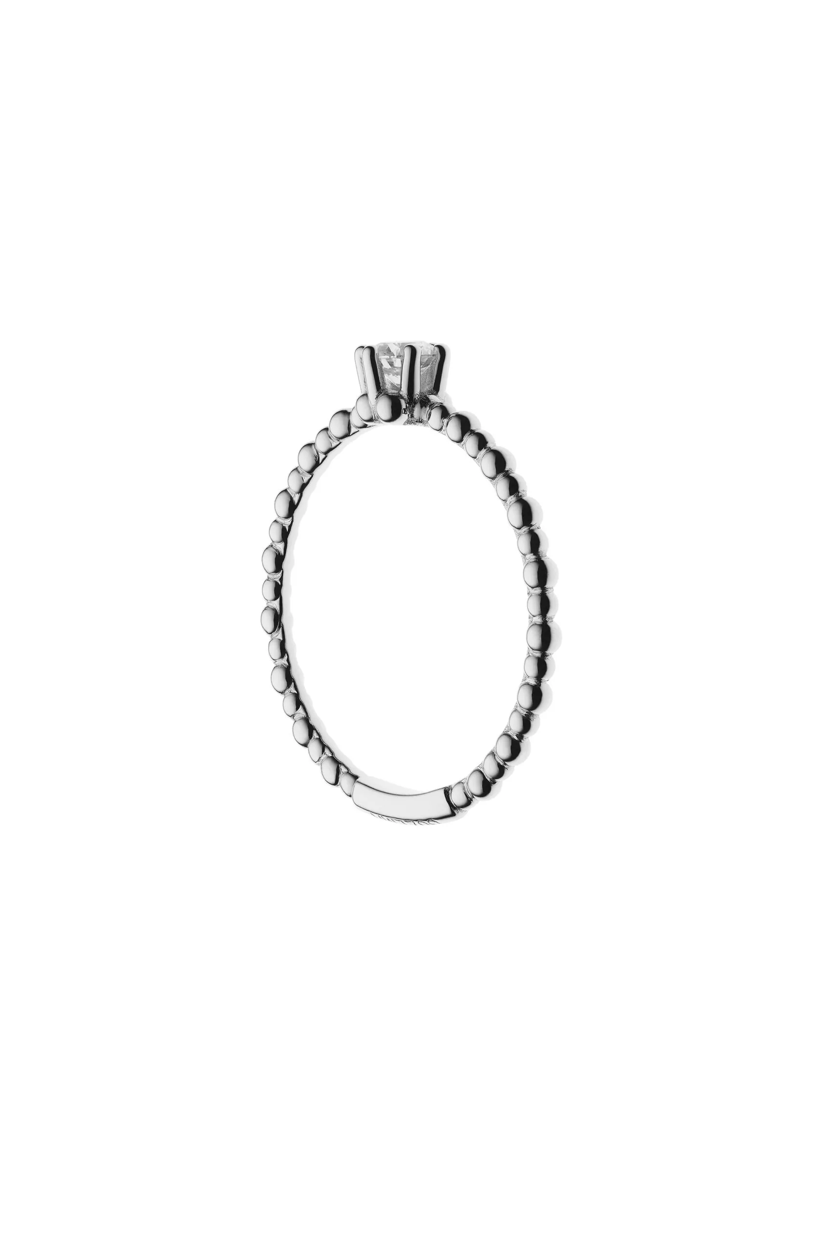 Rings Solo Diamond Beaded Ring, white gold with modern design available now