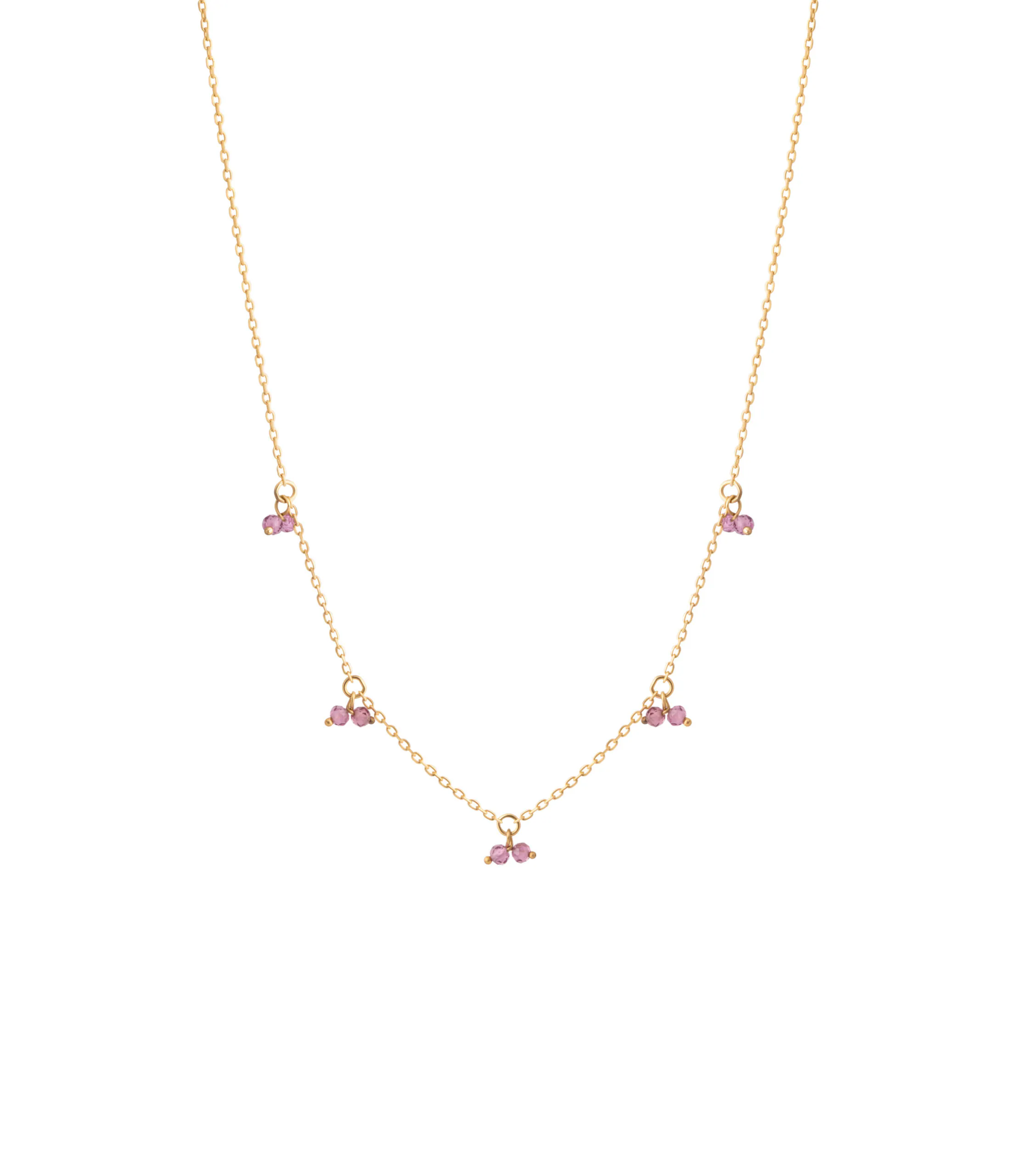 Custom Necklaces Duo Gems Necklace, yellow gold for a luxurious style