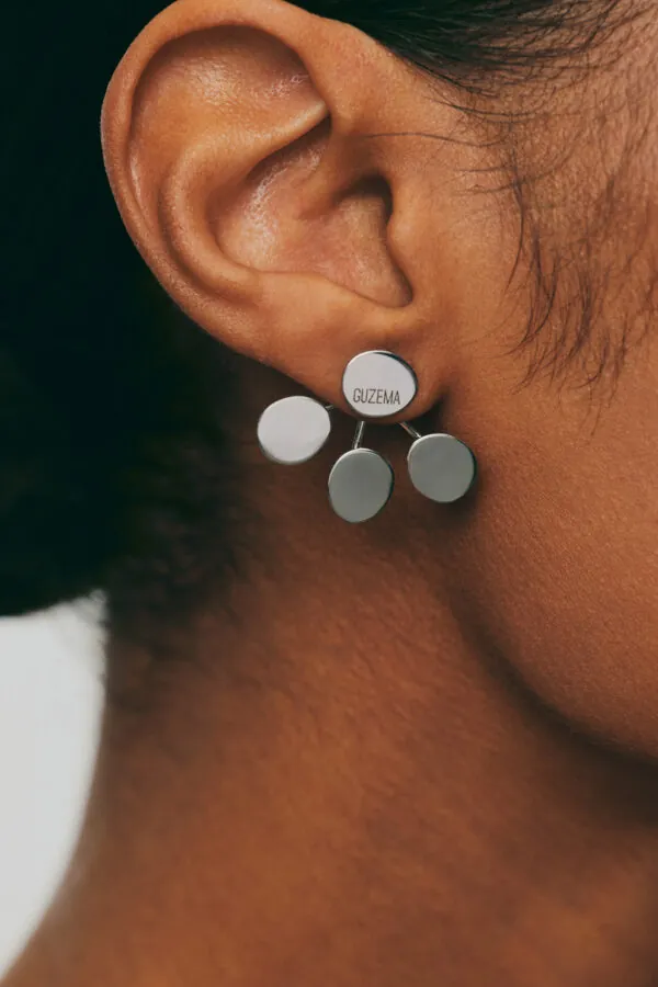 Earrings Tetra Flat Transformer Earrings, 10 mm, white gold with timeless design by Guzema