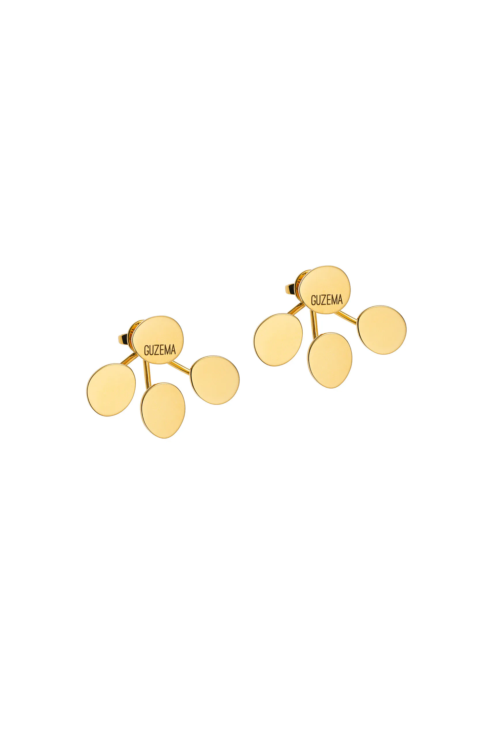 Earrings Tetra Flat Earrings, yellow gold with timeless design by Guzema