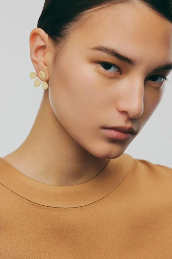 Earrings Tetra Flat Transformer Earrings, 10 mm, yellow gold for a unique and sophisticated look