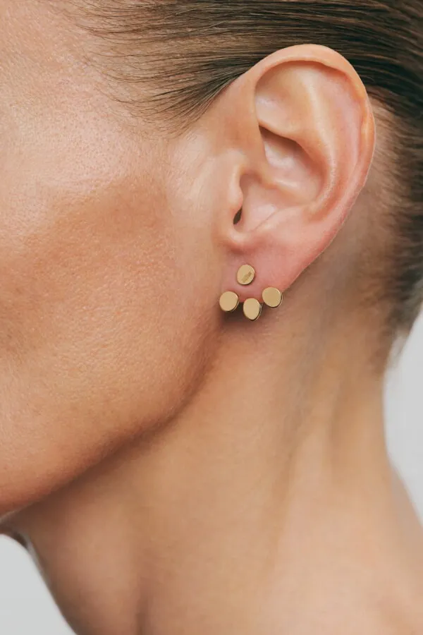 Earrings Tetra Flat Transformer Earrings, 6 mm, yellow gold with timeless design by Guzema
