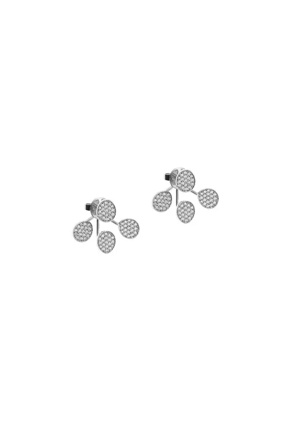 Earrings Tetra Flat Transformer Earrings, diamonds, 6 mm, white gold for stylish and elegant looks