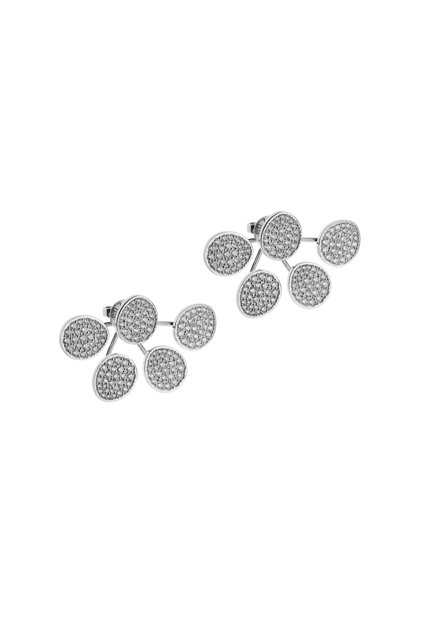 Earrings Bold Quintet Flat Earrings, diamonds, white gold with timeless design by Guzema