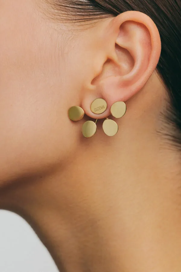 Earrings Bold Quintet Flat Transformer Earrings, yellow gold for stylish and elegant looks