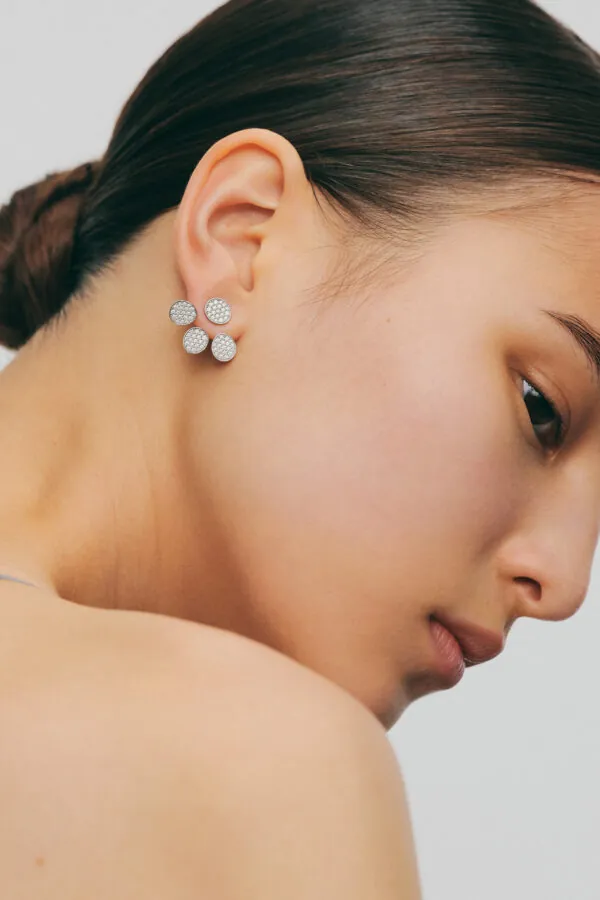 Earrings Tetra Flat Transformer Earrings, diamonds, 8 mm, white gold for stylish and elegant looks