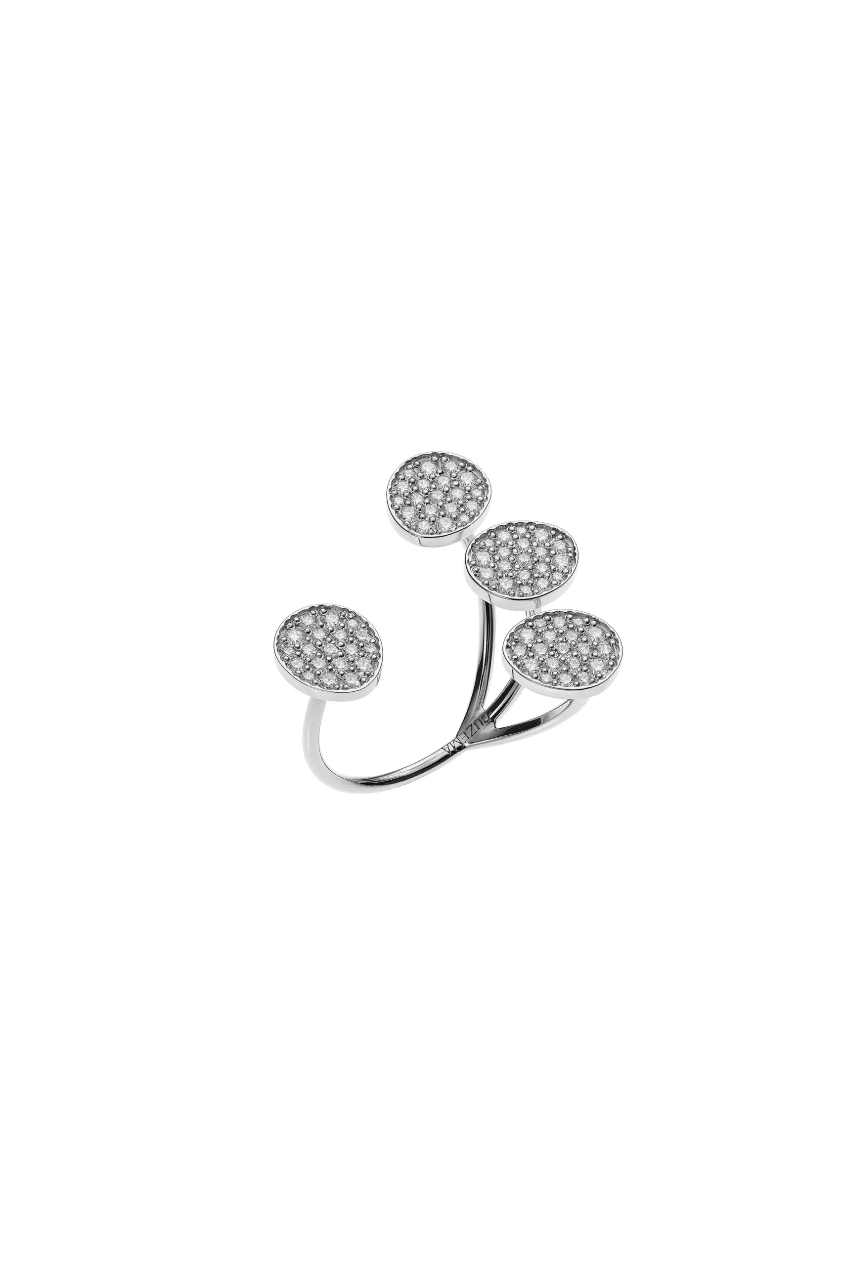 Rings Petal Flat Ring, diamonds, white gold with modern design available now