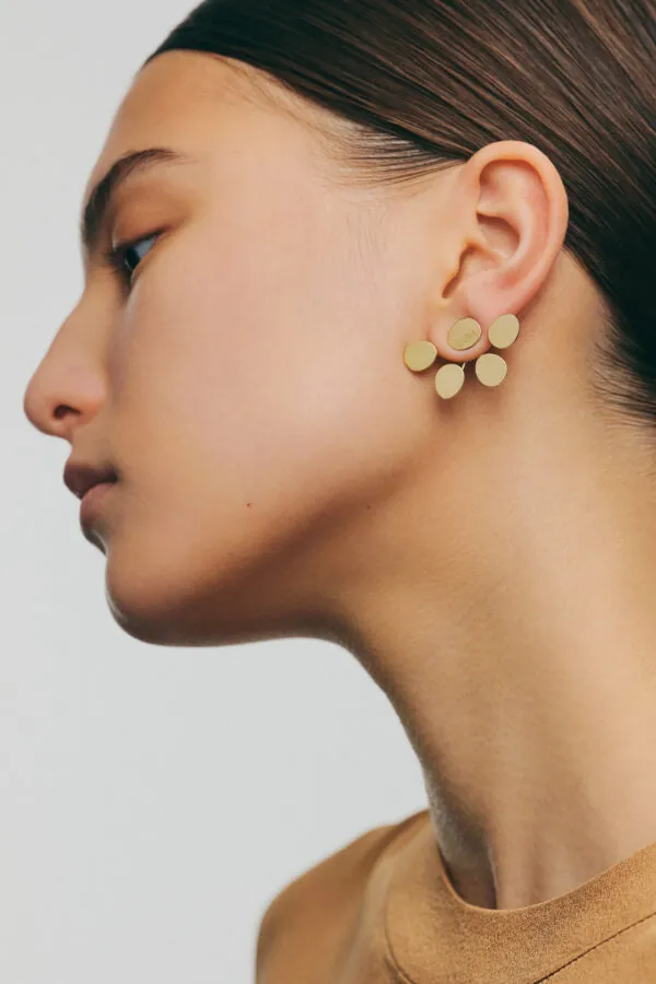 Earrings Bold Quintet Flat Transformer Earrings, yellow gold with timeless design by Guzema