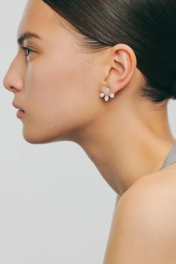 Earrings Tetra Flat Transformer Earrings, 6 mm, white gold for stylish and elegant looks