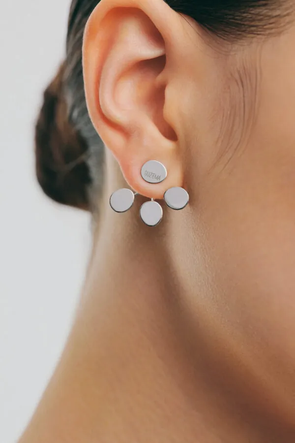 Earrings Tetra Flat Transformer Earrings, 8 mm, white gold for a unique and sophisticated look