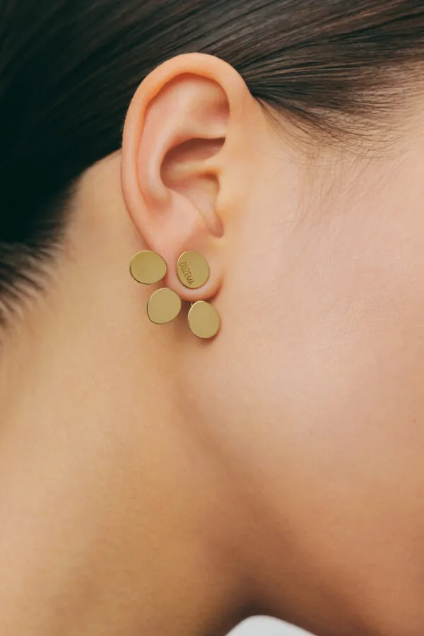 Earrings Tetra Flat Transformer Earrings, 10 mm, yellow gold for stylish and elegant looks