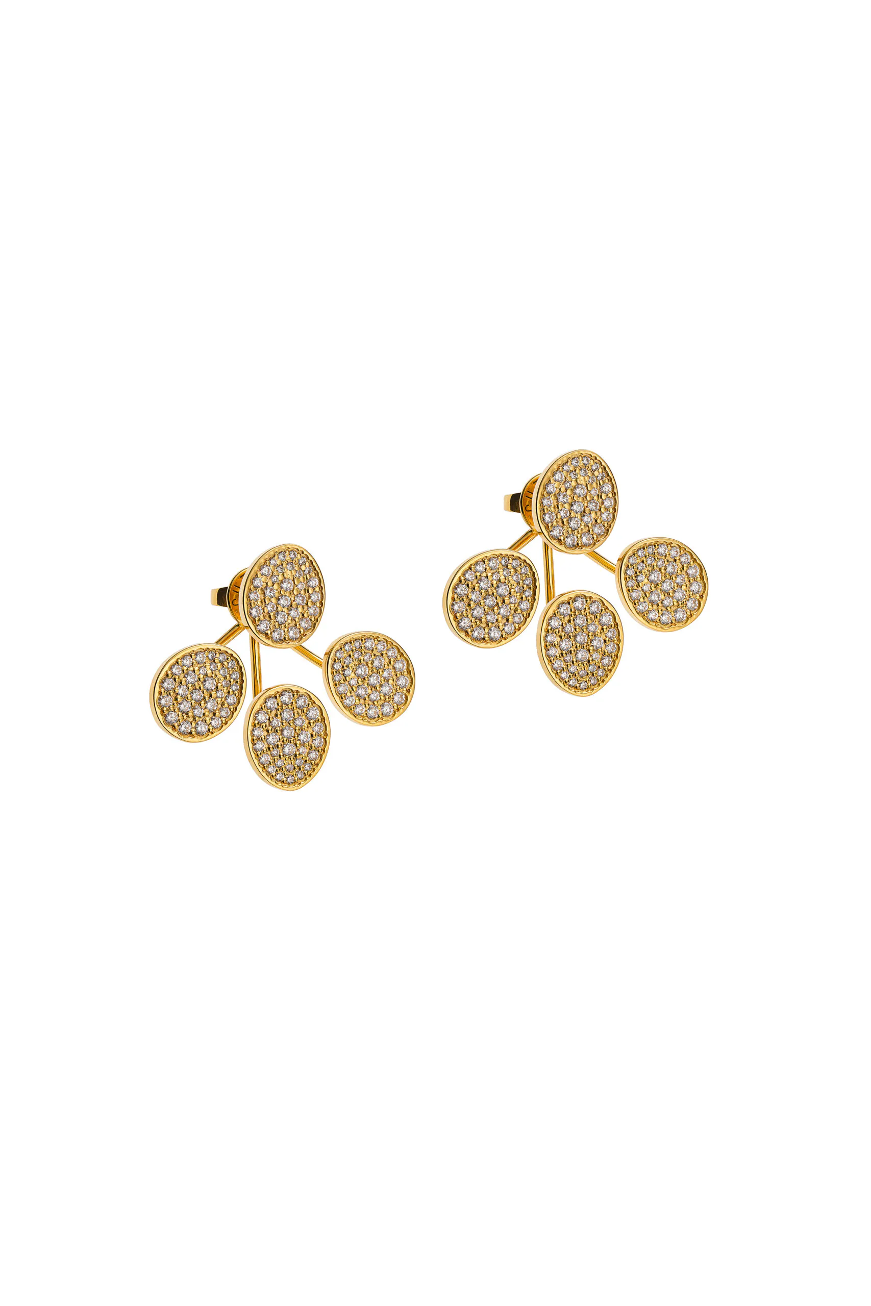 Earrings Tetra Flat Earrings, diamonds, yellow gold for a unique and sophisticated look