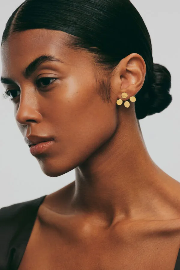 Earrings Tetra Flat Transformer Earrings, 8 mm, yellow gold for stylish and elegant looks