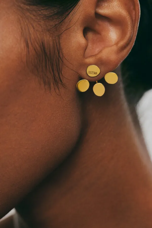 Earrings Tetra Flat Transformer Earrings, 8 mm, yellow gold for stylish and elegant looks