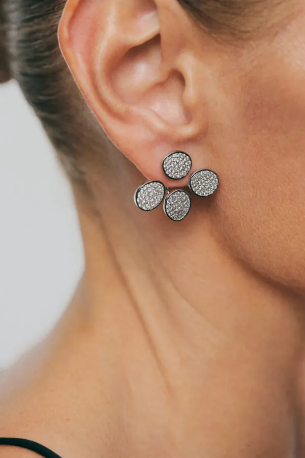 Earrings Tetra Flat Transformer Earrings, diamonds, 10 mm, white gold for a unique and sophisticated look