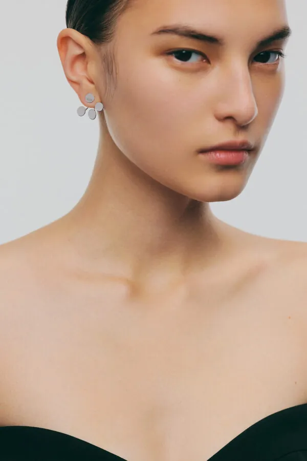 Earrings Tetra Flat Transformer Earrings, 8 mm, white gold for stylish and elegant looks