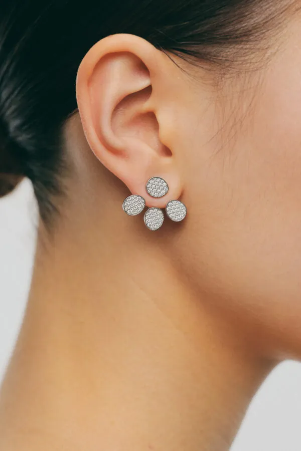 Earrings Tetra Flat Transformer Earrings, diamonds, 8 mm, white gold for stylish and elegant looks