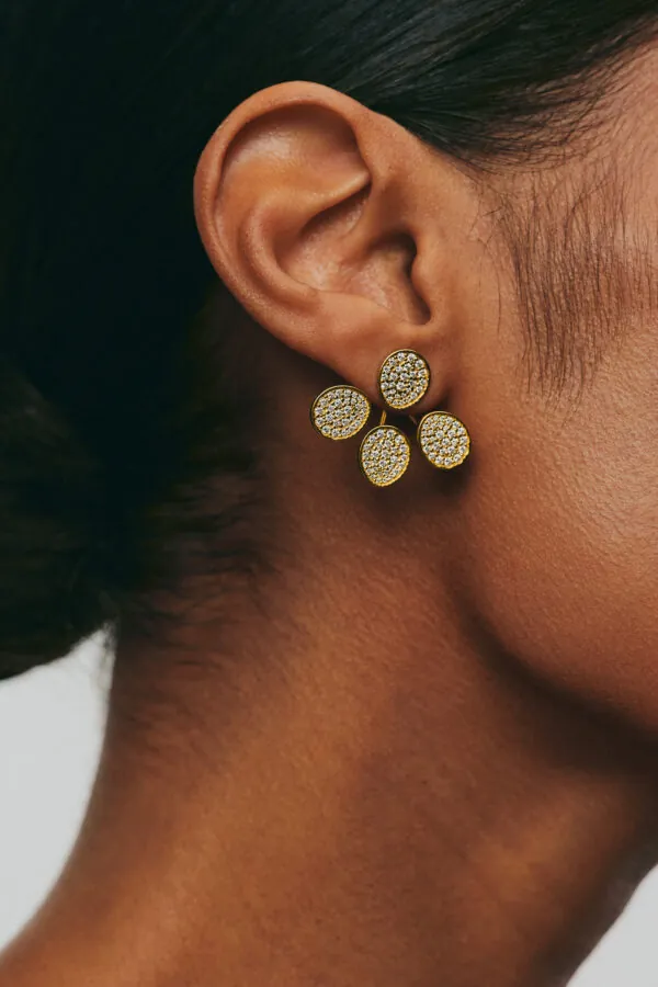 Earrings Tetra Flat Transformer Earrings, diamonds, 10 mm, yellow gold for a unique and sophisticated look