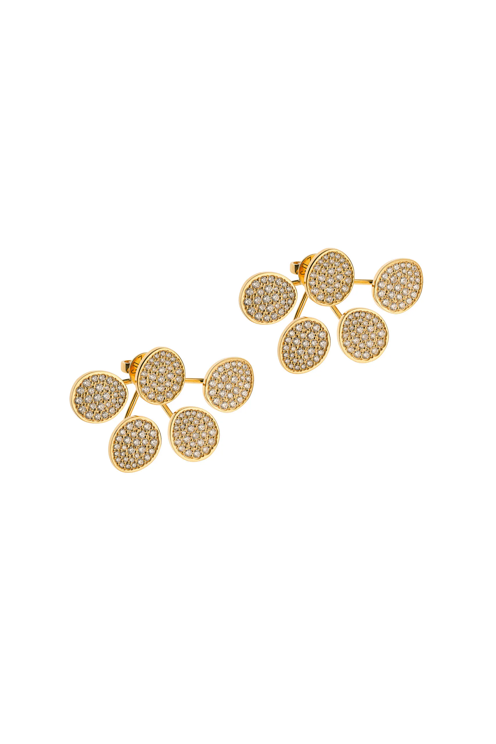 Earrings Bold Quintet Flat Earrings, diamonds, yellow gold for stylish and elegant looks