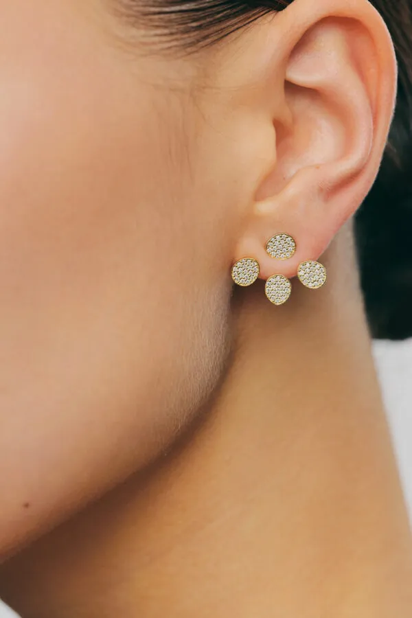 Earrings Tetra Flat Transformer Earrings, diamonds, 6 mm, yellow gold for stylish and elegant looks