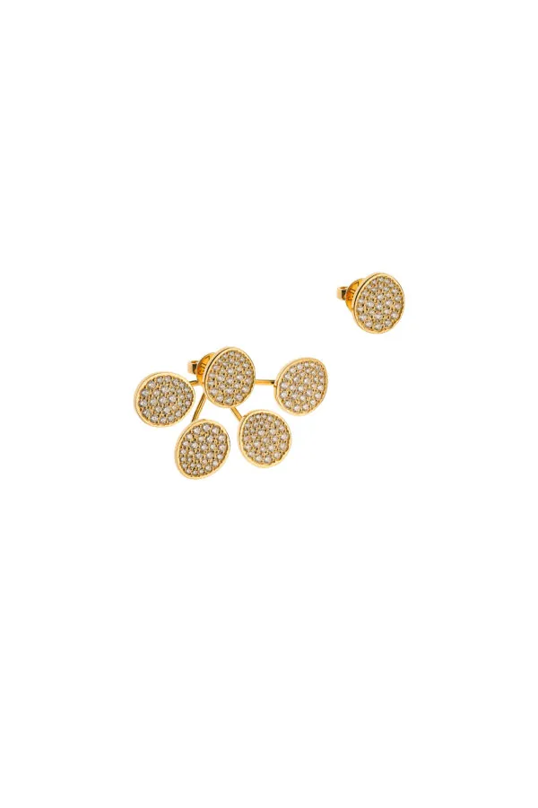 Earrings Bold Quintet Flat Transformer Earrings, diamonds, yellow gold for stylish and elegant looks