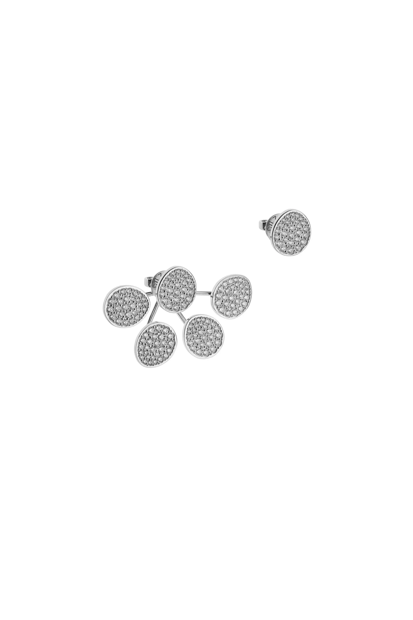 Earrings Bold Quintet Flat Earrings, diamonds, white gold with timeless design by Guzema