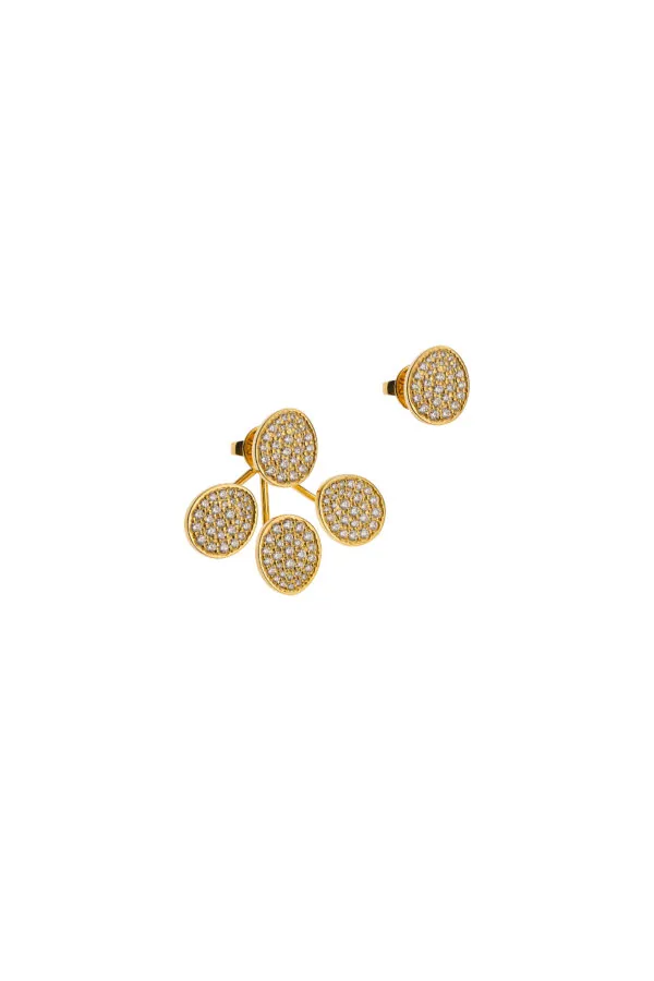 Earrings Tetra Flat Transformer Earrings, diamonds, 10 mm, yellow gold for a unique and sophisticated look