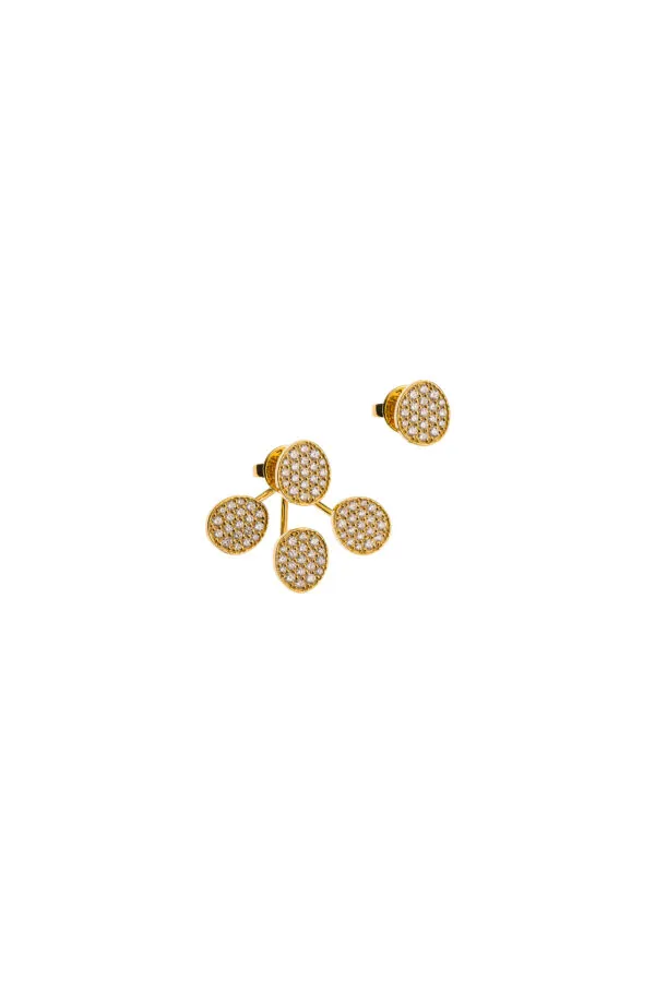 Earrings Tetra Flat Transformer Earrings, diamonds, 8 mm, yellow gold for stylish and elegant looks
