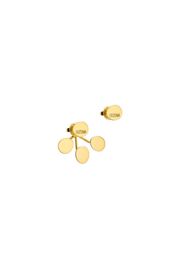 Earrings Tetra Flat Transformer Earrings, 8 mm, yellow gold with timeless design by Guzema