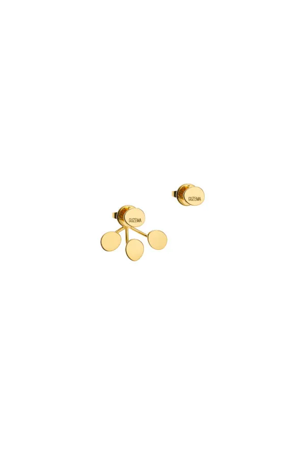 Earrings Tetra Flat Transformer Earrings, 6 mm, yellow gold with timeless design by Guzema