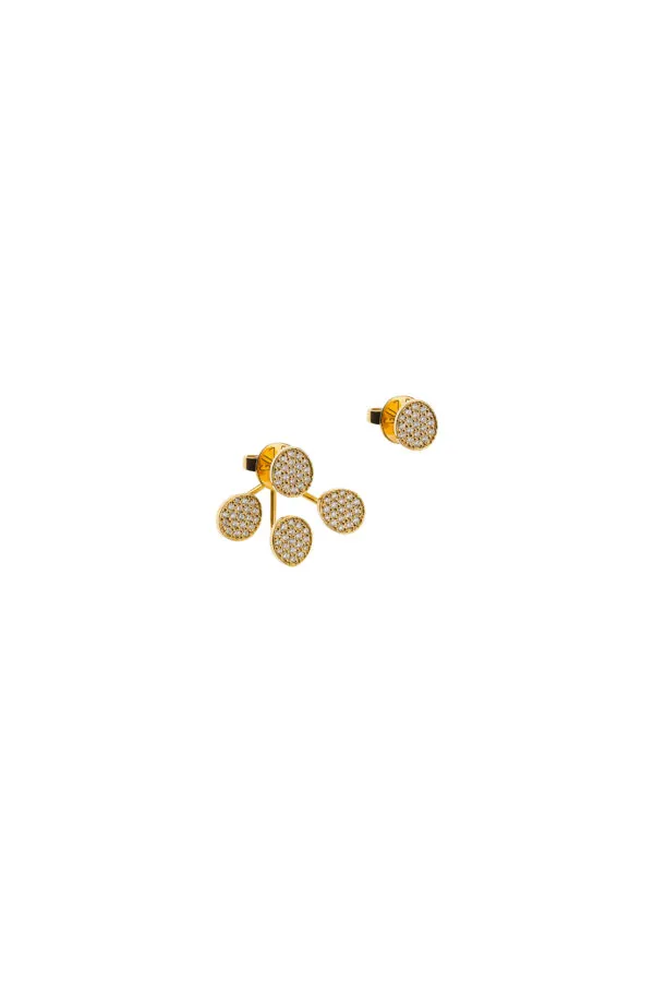 Earrings Tetra Flat Transformer Earrings, diamonds, 6 mm, yellow gold for stylish and elegant looks