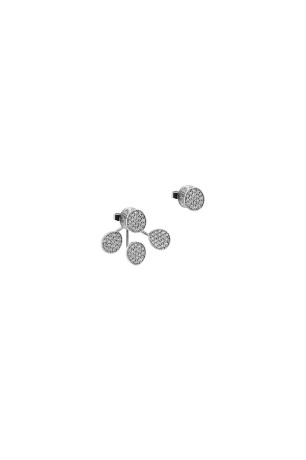 Earrings Tetra Flat Transformer Earrings, diamonds, 6 mm, white gold for stylish and elegant looks