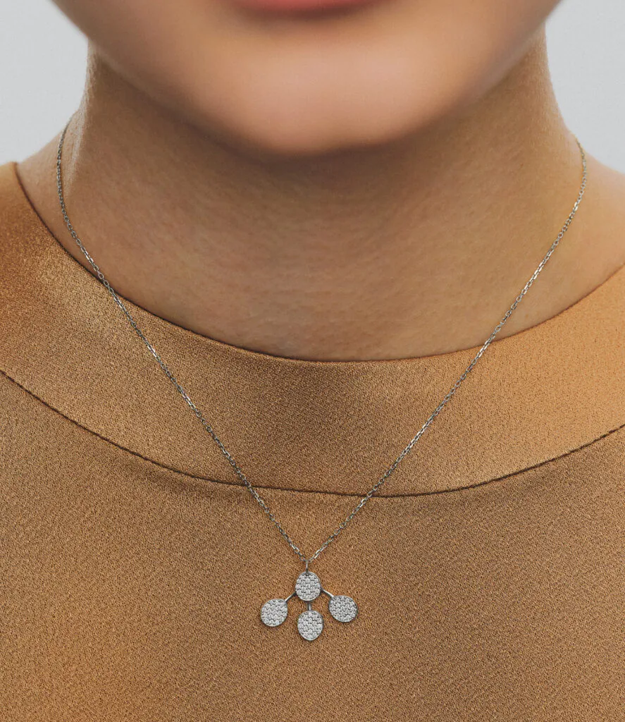 Exclusive Necklaces Petal Flat Necklace, diamonds, white gold from Guzema