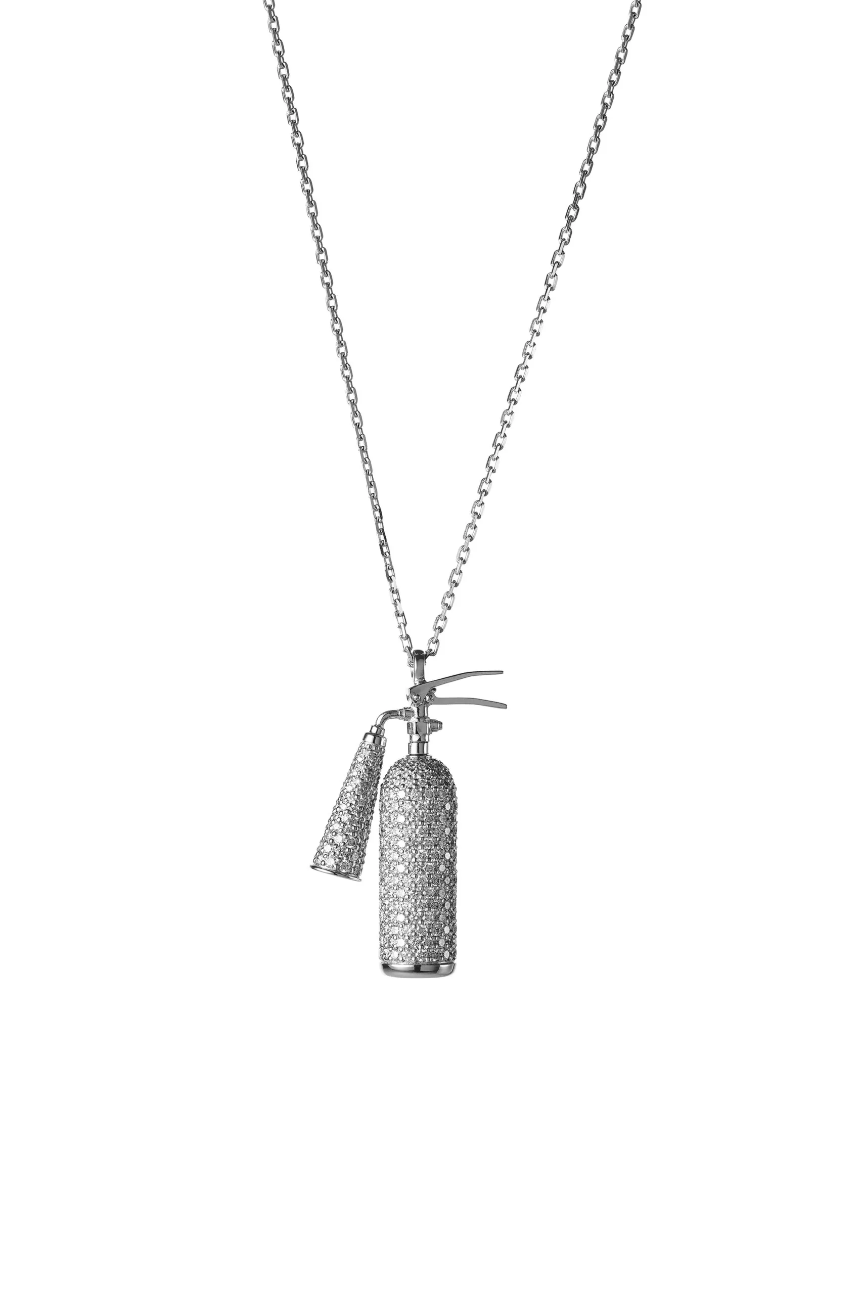 Necklaces Mini Extinguisher Pendant, with diamonds, white gold with fast delivery from Guzema