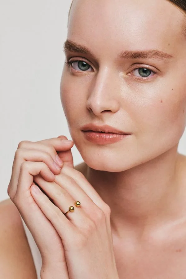 Rings Duo Orb Ring, yellow gold with luxury craftsmanship from Guzema