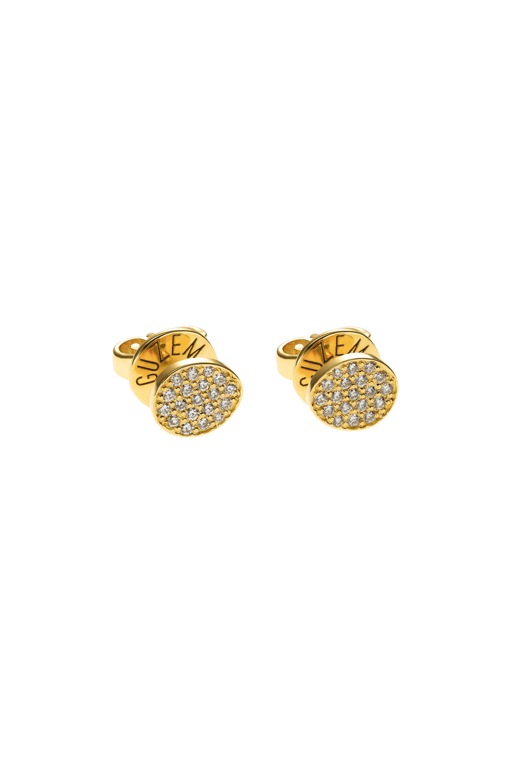 Earrings Flat Mini Earrings, diamonds, 6 mm, yellow gold for stylish and elegant looks