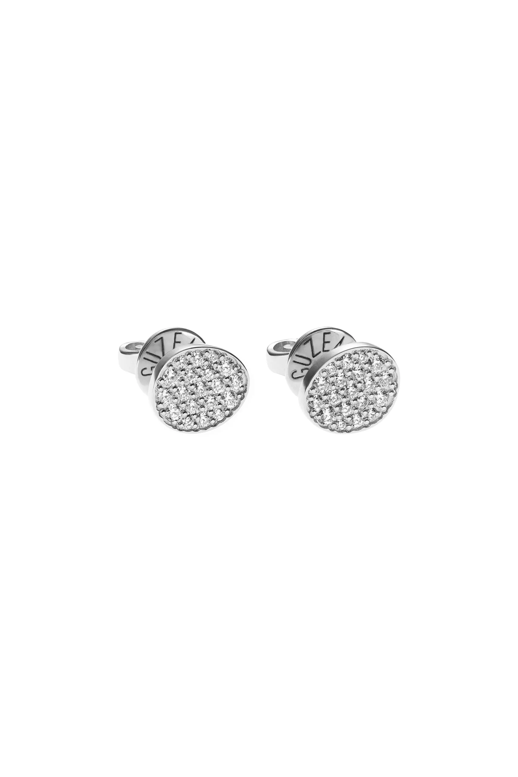 Earrings Flat Earrings, diamonds, 8 mm, white gold for stylish and elegant looks